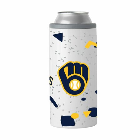 LOGO BRANDS Milwaukee Brewers 12oz Flashback Slim Can Coolie 516-S12C-55